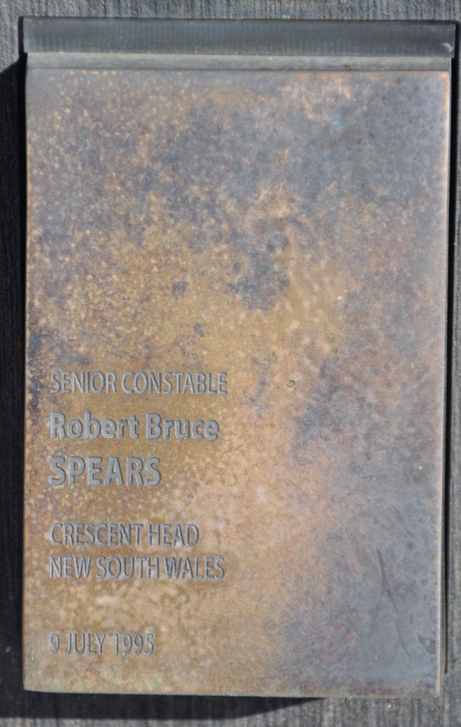 Touch plate for Senior Constable Robert SPEARS at the National Police Wall of Remembrance, Canberra.