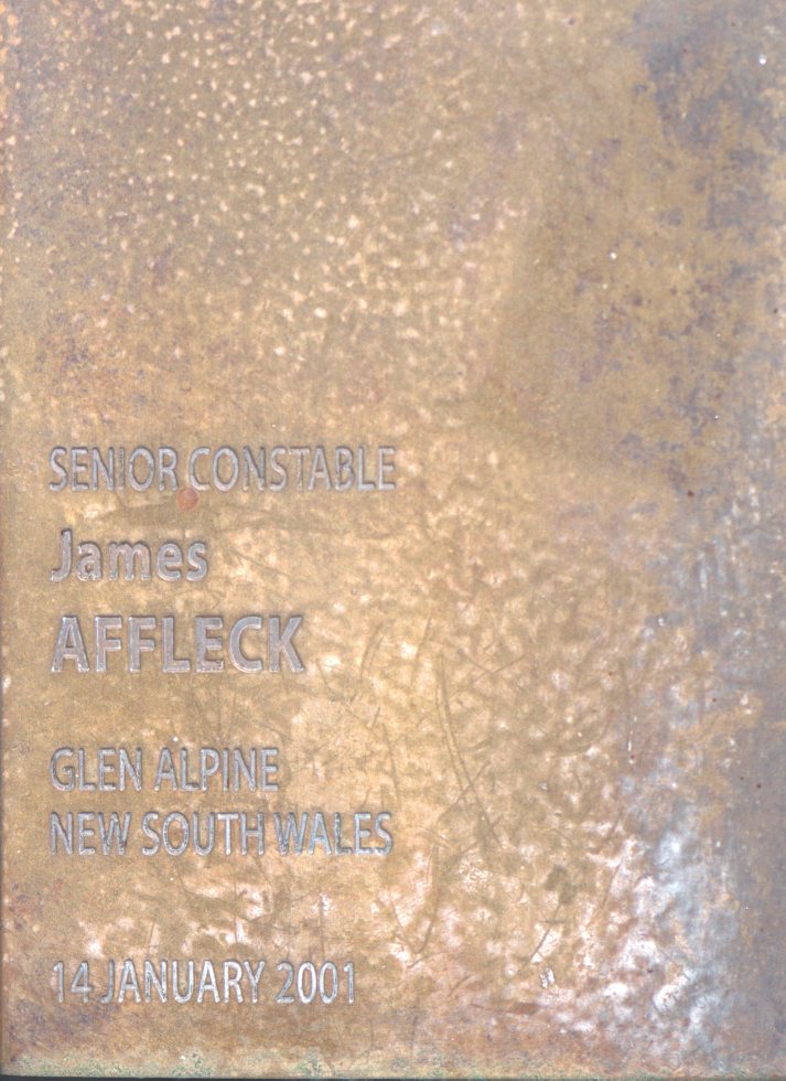 Jim AFFLECK, James AFFLECK. Senior Constable James AFFLECK. Glen Alpine, New South Wales, 14 January 2001