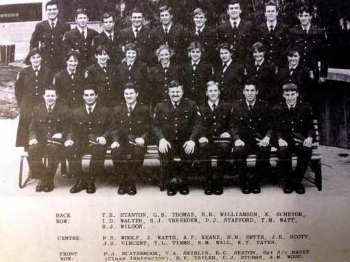 Goulburn Police Academy - Class 205 - 1984Back Row ( L - R )T.S. STANTON, G.S. THOMAS, R.K. WILLIAMSON, Kurt SCHETOR, I.D. WALTER, S.J. TRESEDER, P.J. STAFFORD, T.M. WATT, S.J. WILSON.Middle RowP.S. WOLF, J. WATTS, A.F. KEANE, S.M. SMYTH, J.R. SCOTT, J.S. VINCENT, T.L. TIMMS, E.M. WALL, K.T. YATES.Front RowP.J. SCAYSBROOK, T.A. SEIRLIS, D.C. SEATON, Sgt 2.c Bruce MAGEE ( Class Instructor ), B.E. TAYLER, C.J. STUBBS, A.M. WOOD