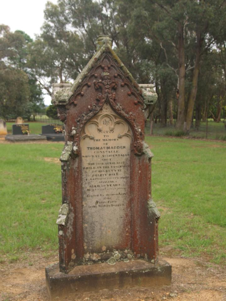 Cst Thomas MADDEN - Shot - 30 April 1867 - Grave stone