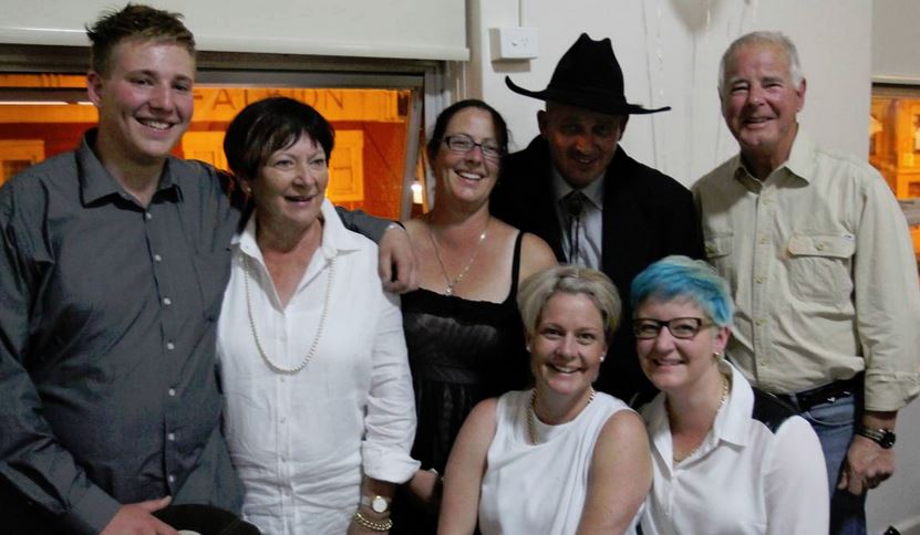 FIGHTING FAMILY: Jennie’s family were among the many people who turned up on Saturday night to support Paul, including (from back left) Callum Baker, Margaret Poulton, Jennie Wilcox, Paul Wilcox, Bill Poulton, and (front) Olivia Lloyd and Alison Poulton.