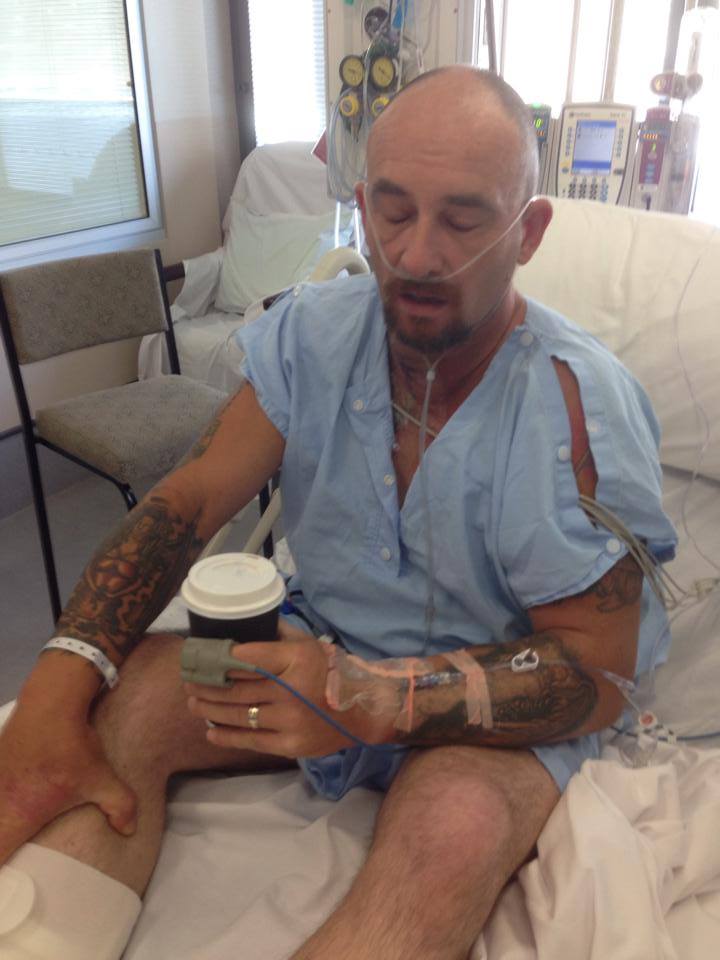 21 February 2014 He's back on the ward and finally got a coffee.