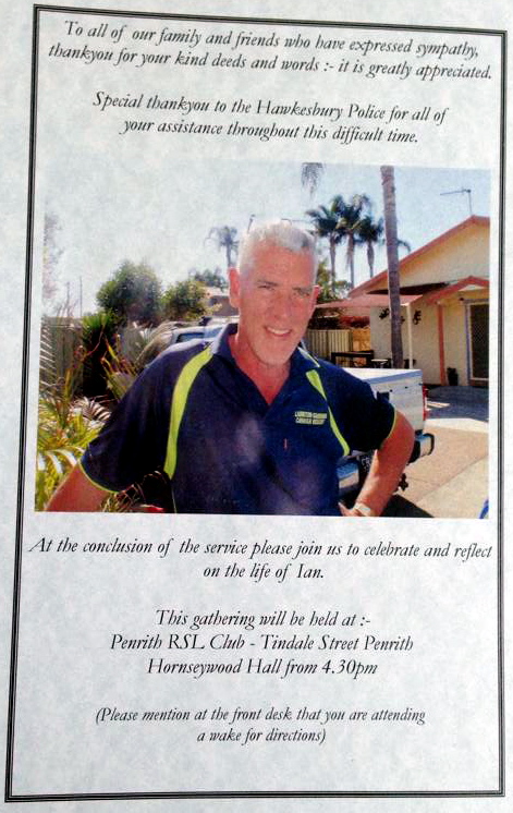 Ian Mark REAKES Eulogy pamphlet issued at the funeral