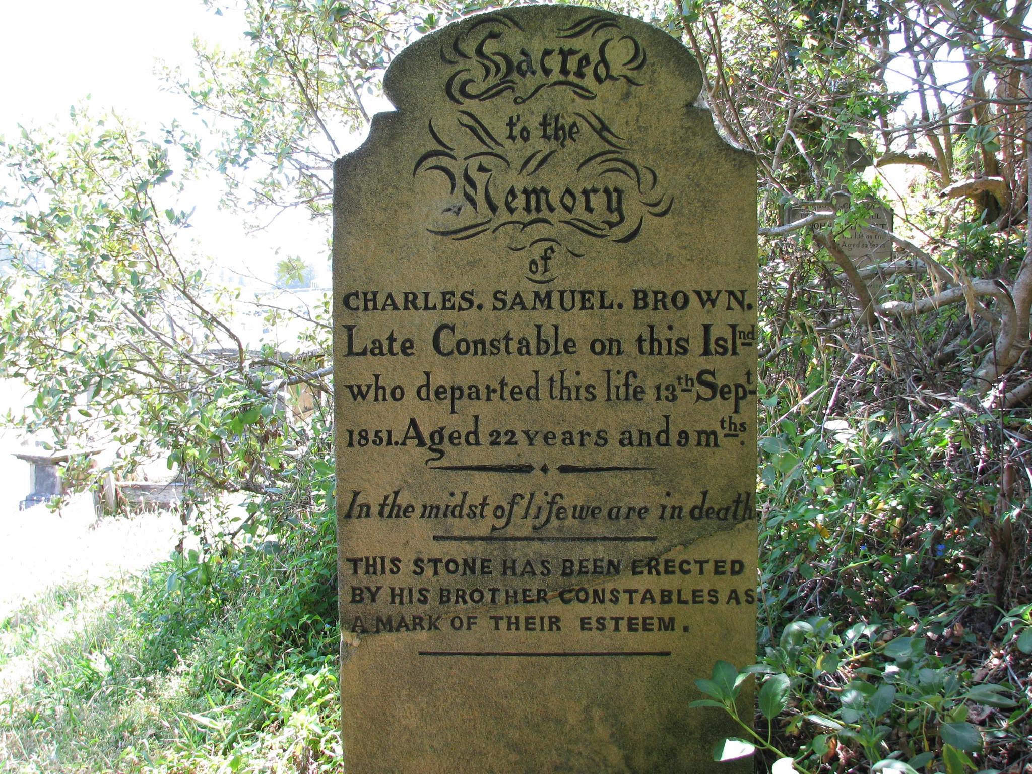 Charles Samuel BROWN grave stone - Norfolk Island.