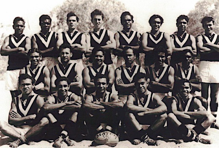 1950s Aboriginal Football Team Alice Springs: Bill Espie in back row 4th from left