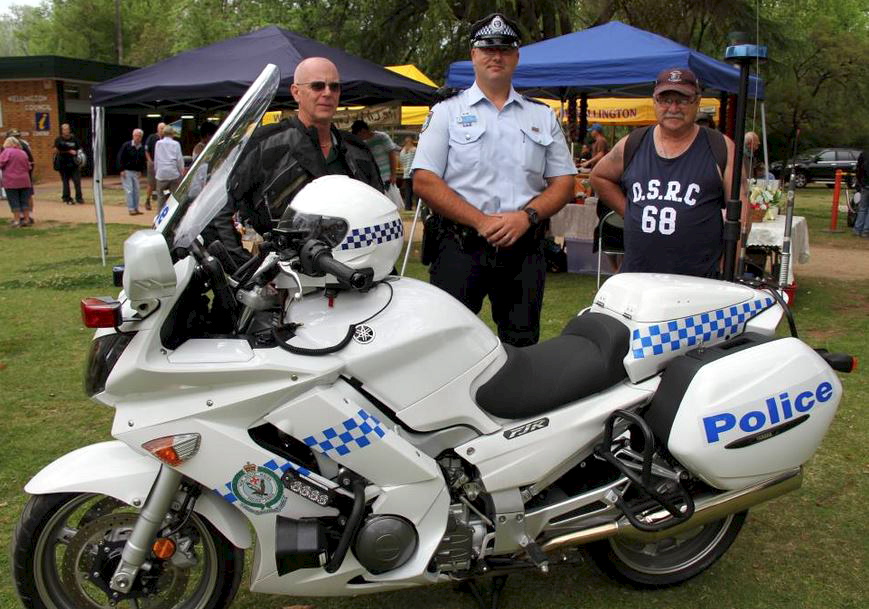 Neville Archer, Constable Allan Bridle and Johnny Walker<br /> Wellington Times,<br /> Motorcycle Awareness Week<br /> 26 October 2012<br />