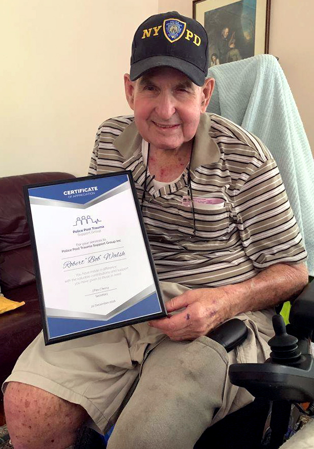 Bob WALSH with a Certificate from the Police Post Traumatic Group