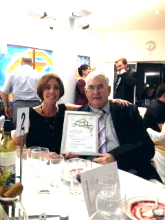 Esther McKay & Bob WALSH with his Citizen of the Year award.