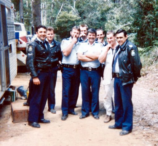 September 1992 - Tracker Bradley on far right. ( Sgt 2/c ). Wild Cattle Creek State Forest Logging Demo west of Dorrigo. RIP Tracker.