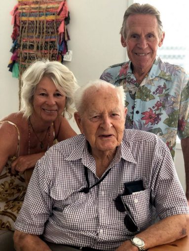 Keith Mazlin on his 97th Birthday with Ken and Annette Fletcher. R.I.P. Keith.