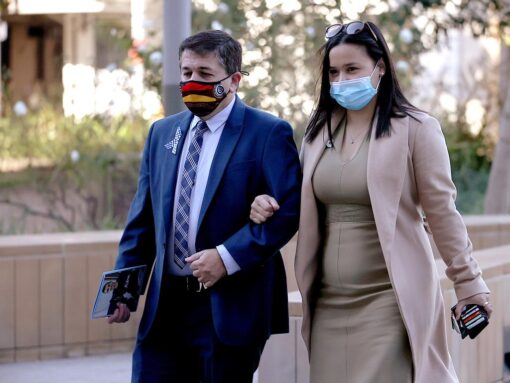 hief Inspector David Vidal and partner of Aaron Vidal, Jessica Loh, arrive at court on Monday. Picture: NCA NewsWire / Dylan Coker