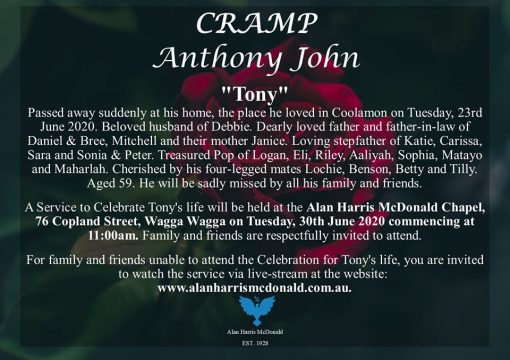 Anthony John CRAMP AKA Tony CRAMP 