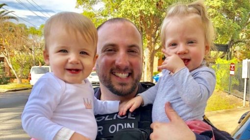 Mat THEOKLIS with twin daughters, Brooke & Sophie