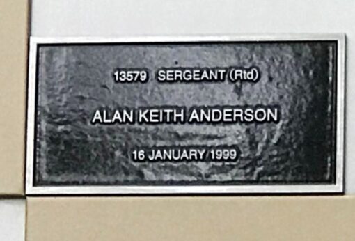 Touch Plate at the Sydney Police Centre, Goulburn St, Sydney, for Sgt Alan Keith ANDERSON. Unfortunately Protocol got his Registered number wrong.