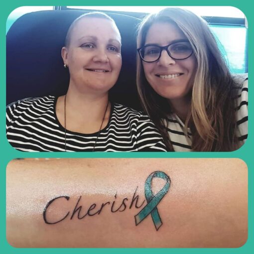 Cheri with her sister, Jessica, on 26 April 2020 Happy happy birthday to my favourite birthday buddy ???????? This is one of my favourite picture of us. So strong, so beautiful, winning the battle #mycherish #matchy #sisters #ovariancancer #survivor #superhero #mysister #lookafteryourladybits #nostoppingyounow