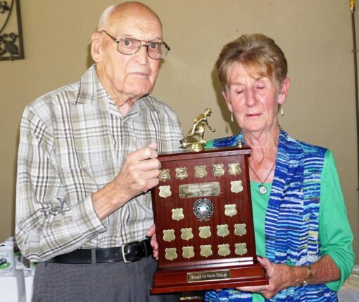 Presenting: Harry Coggan presented the Noreen Coggan Memorial Trophy to Ann Mackay.